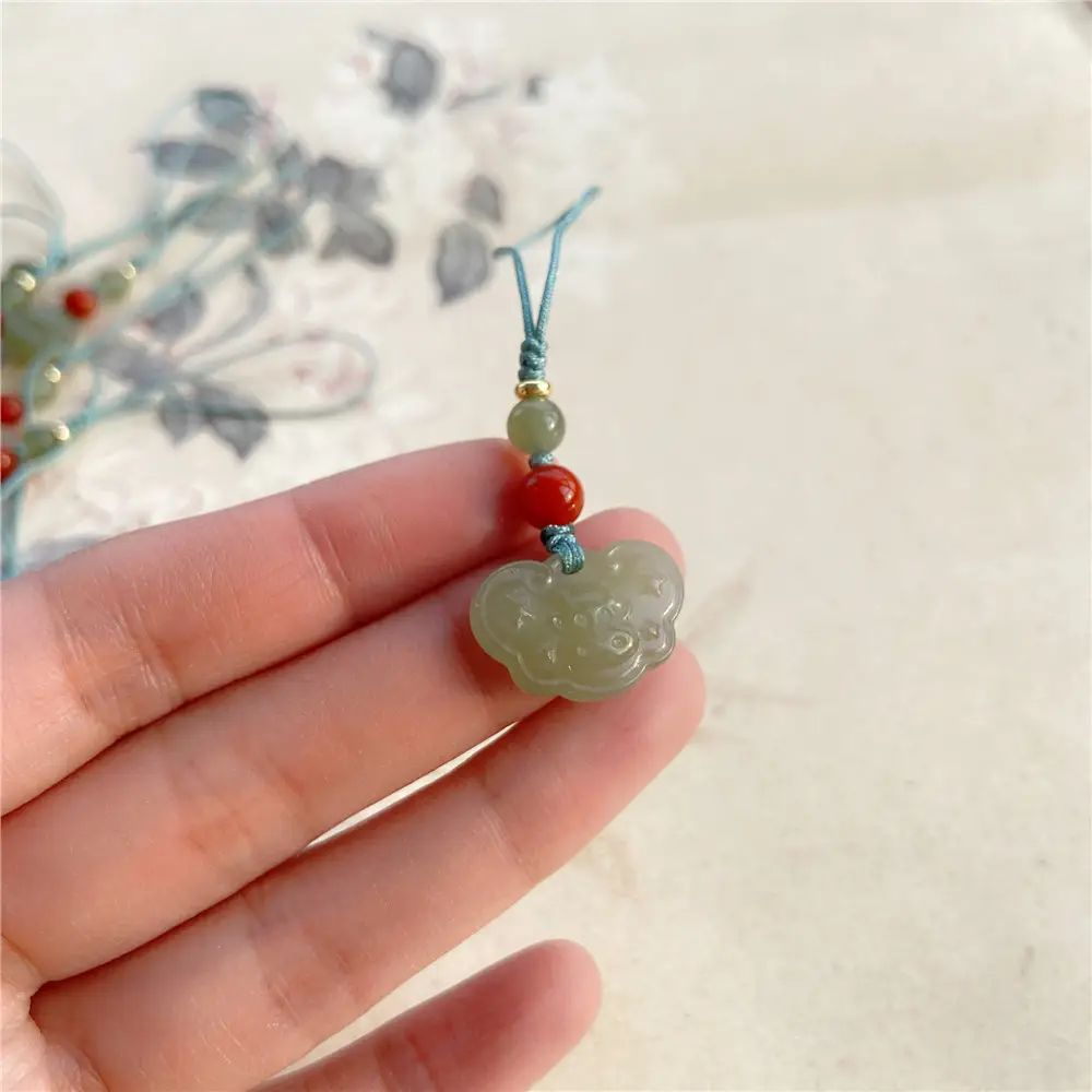 Green Jade Claw Pendant with Red Beads for Women — feature 7