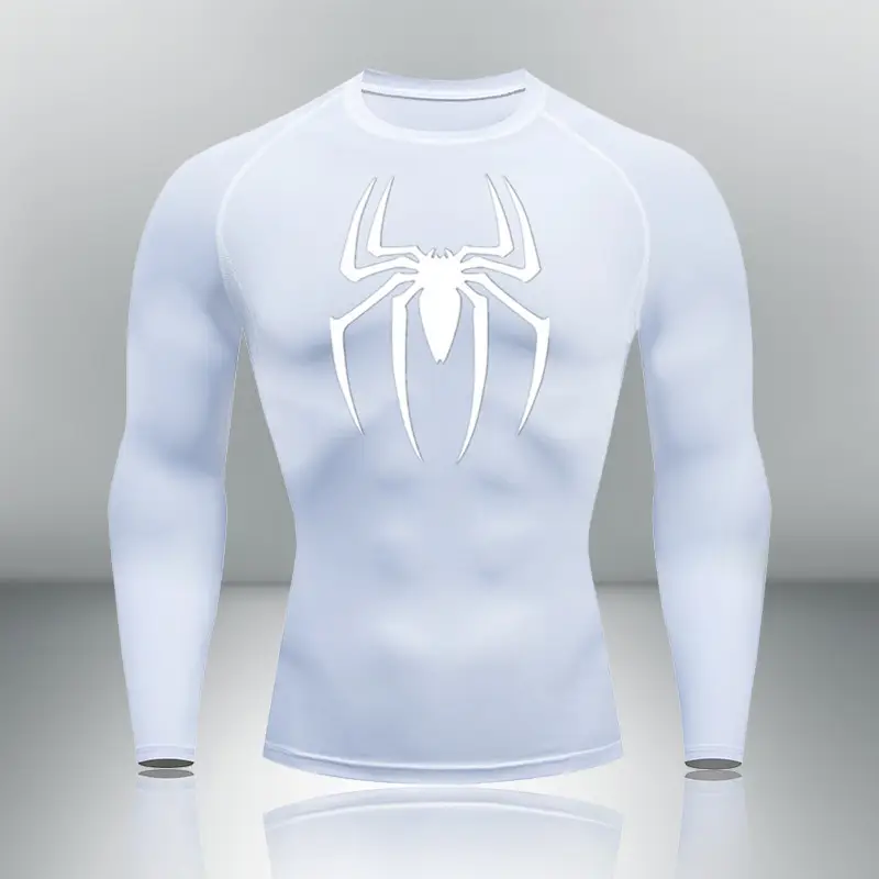 Men's White Spider Logo Long Sleeve T-Shirt — feature 6
