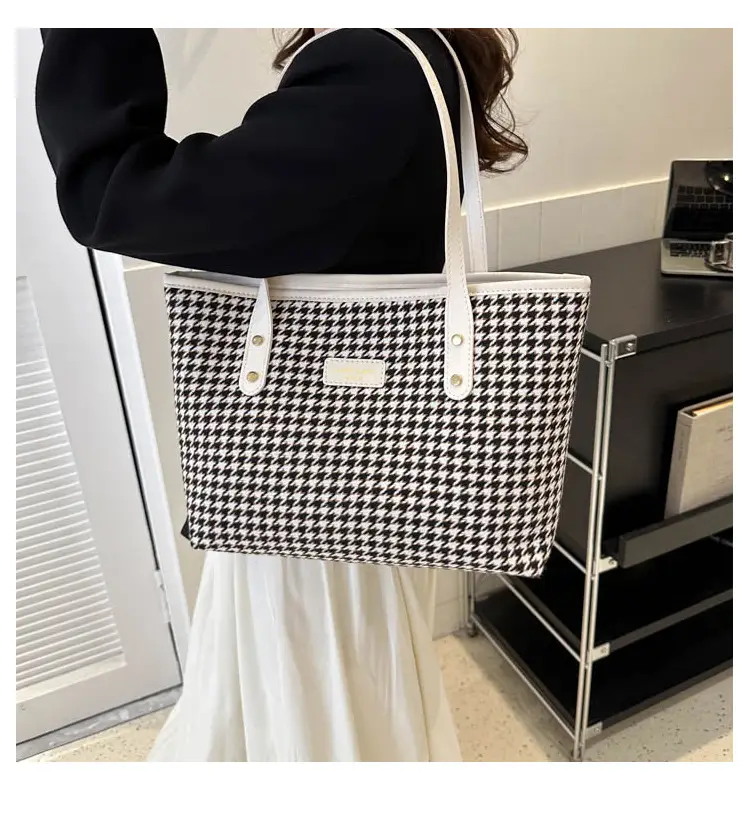 Retro Houndstooth Shoulder Tote Bag 2023 — feature 19