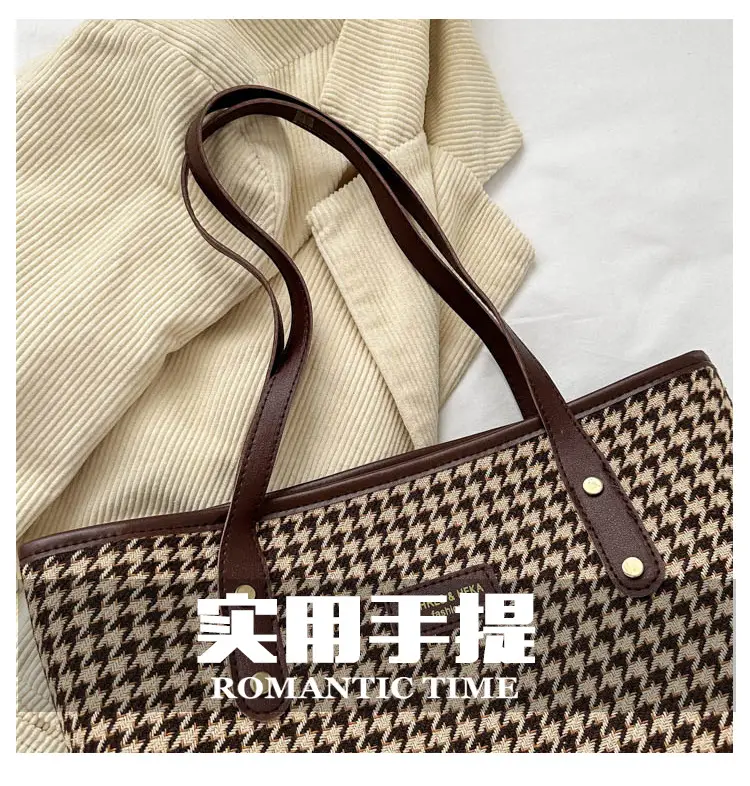 Retro Houndstooth Shoulder Tote Bag 2023 — feature 3