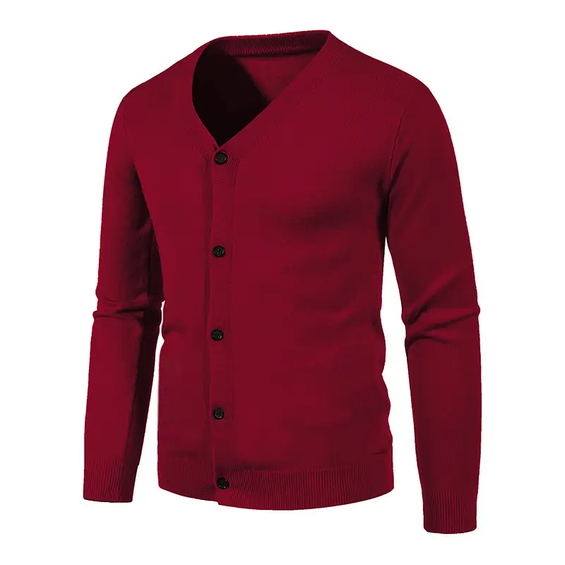 Men's Black Korean-style Knitted Cardigan - Image 5