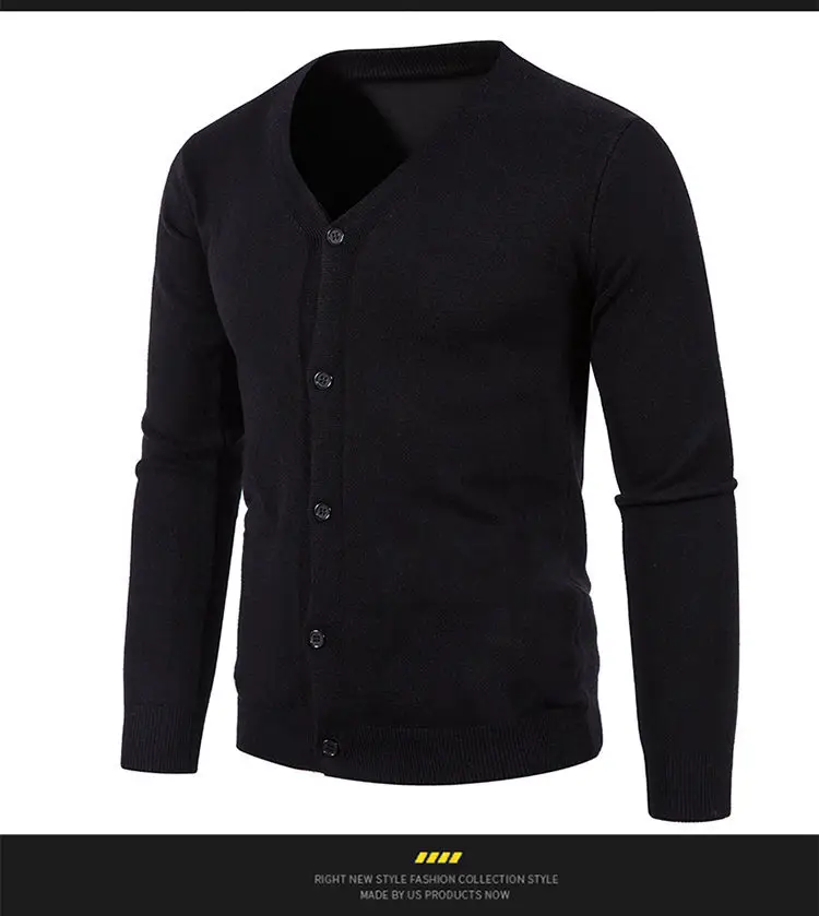 Men's Black Korean-style Knitted Cardigan — feature 11