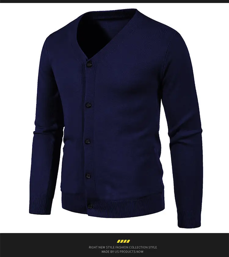 Men's Black Korean-style Knitted Cardigan — feature 13