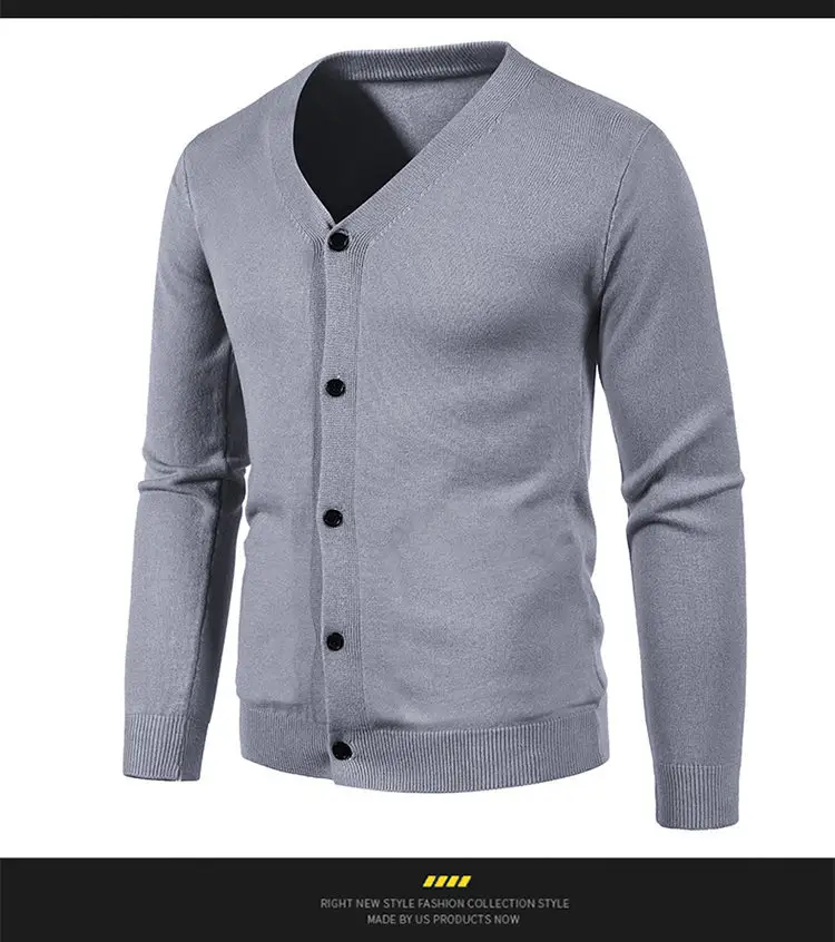 Men's Black Korean-style Knitted Cardigan — feature 17