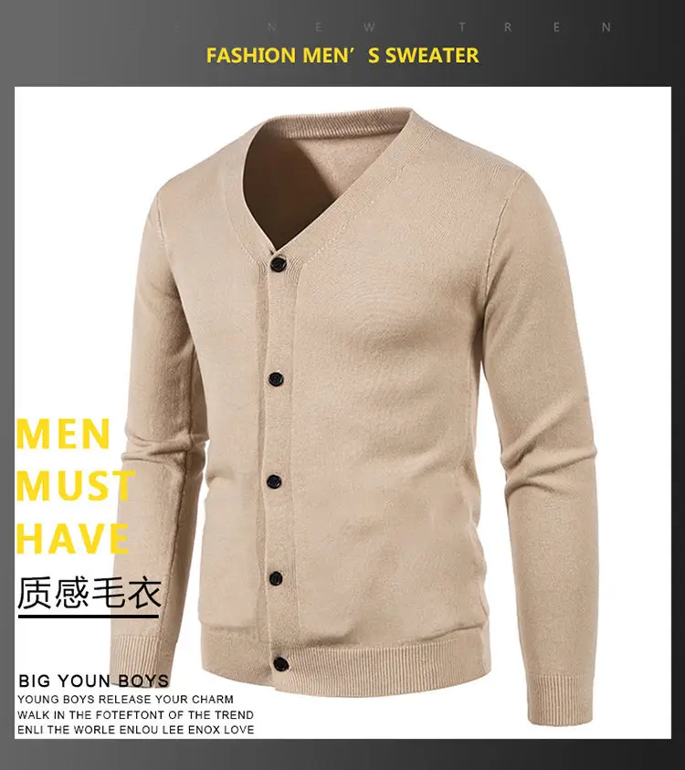 Men's Black Korean-style Knitted Cardigan — feature 2