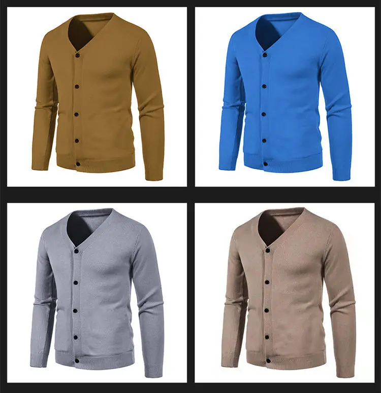 Men's Black Korean-style Knitted Cardigan — feature 7