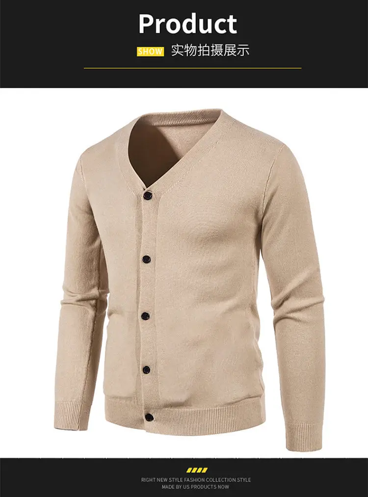 Men's Black Korean-style Knitted Cardigan — feature 9