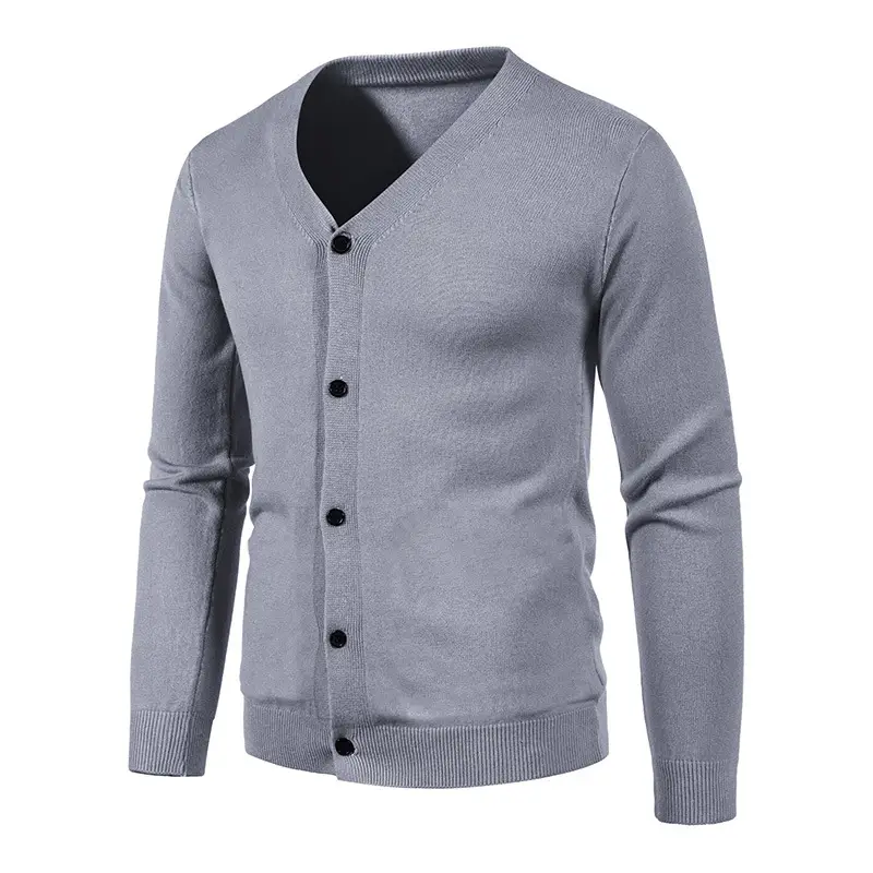 Men's Black Korean-style Knitted Cardigan - Image 3