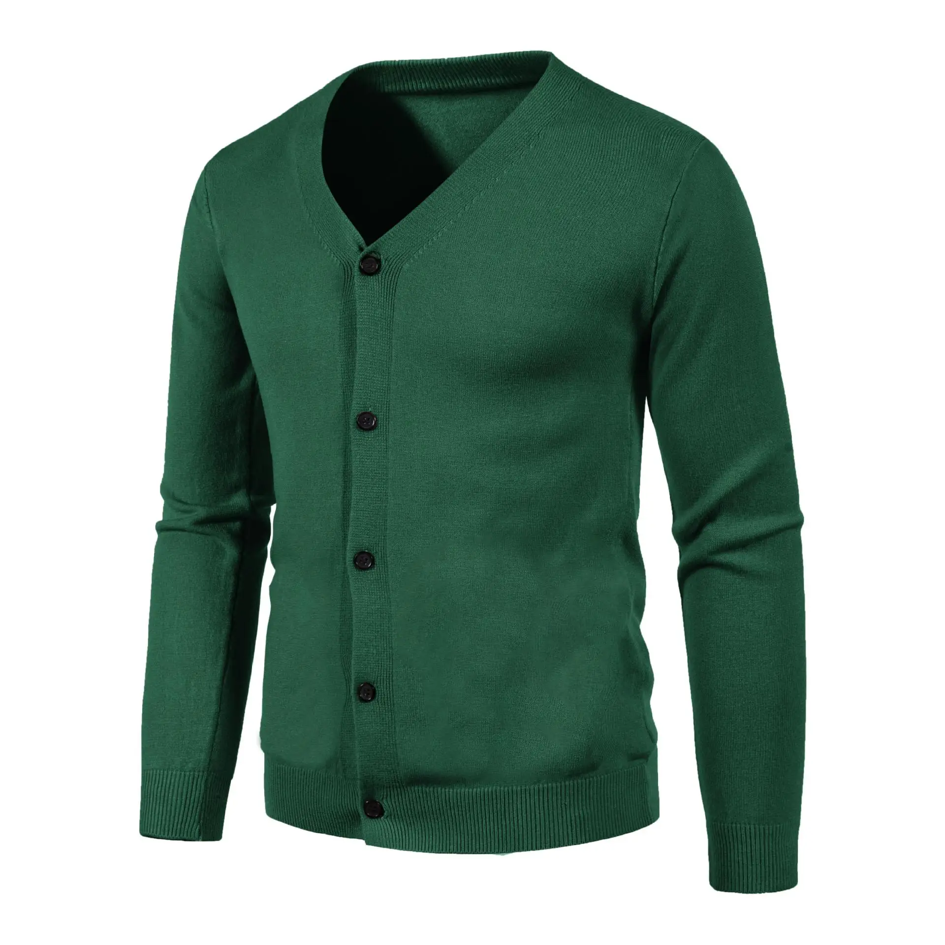 Men's Black Korean-style Knitted Cardigan - Image 6
