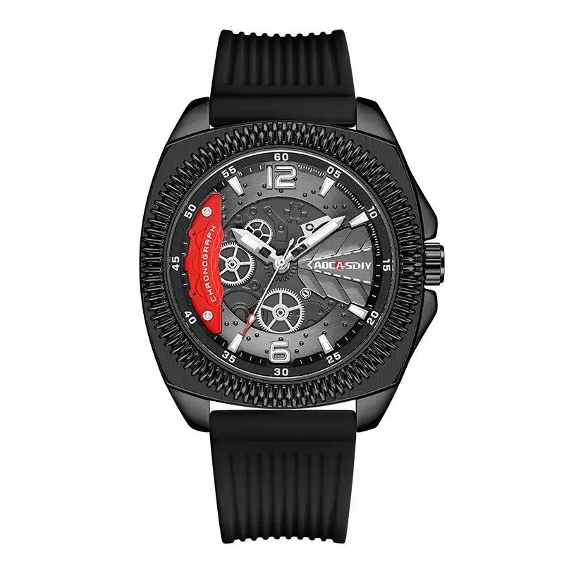 Men's Yellow Silicone Chronograph Watch with Cross Strap - Image 7