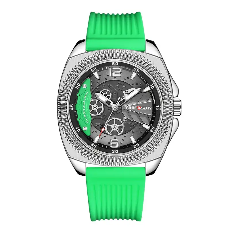 Men's Yellow Silicone Chronograph Watch with Cross Strap - Image 3