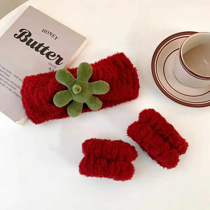 Red Fuzzy Anti-Cuff Hair Bands for Women - Image 10