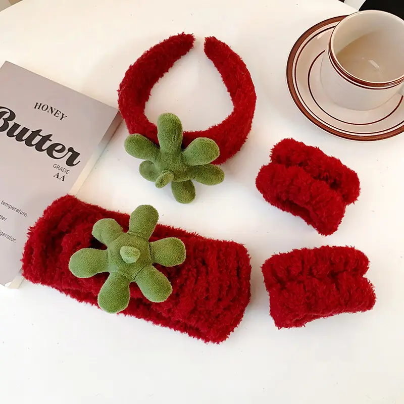 Red Fuzzy Anti-Cuff Hair Bands for Women - Image 6