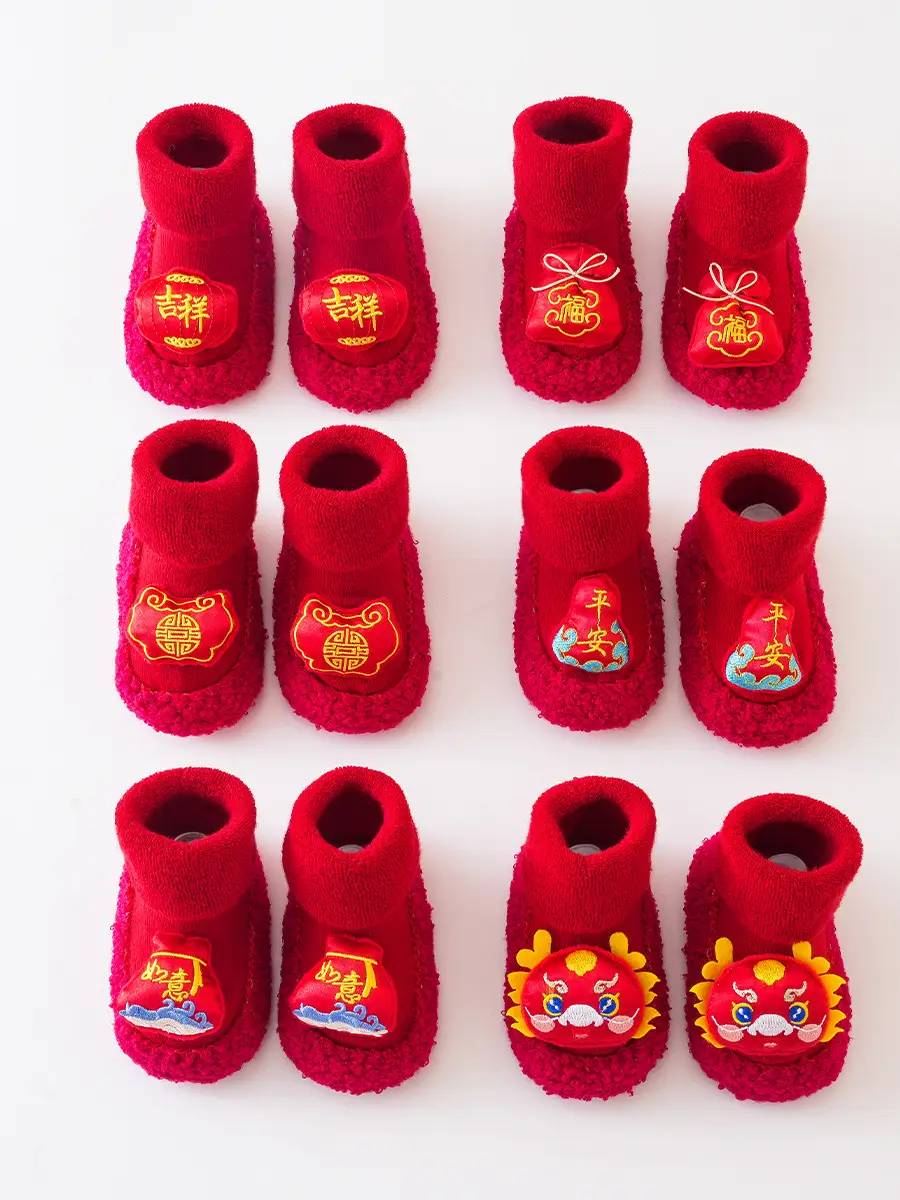 Red Fleece Baby Floor Socks for Toddler Winter Warm - Image 8