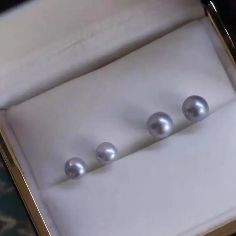 S925 Sterling Silver Pearl Earrings Women's Flat Pearl Earrings - Image 2