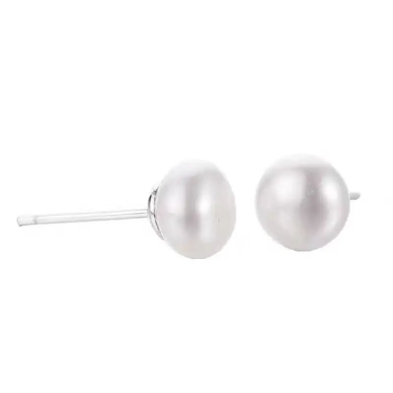 S925 Sterling Silver Pearl Earrings Women's Flat Pearl Earrings — feature 2