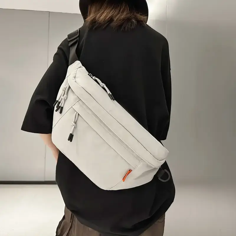Men White Crossbody Bag 2023 Large Capacity Sports Riding Waist Bag - Image 3