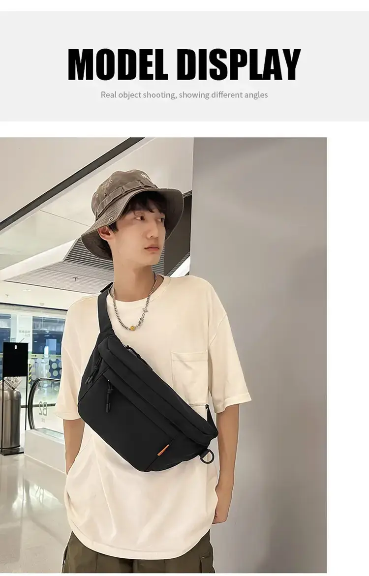 Men White Crossbody Bag 2023 Large Capacity Sports Riding Waist Bag — feature 10