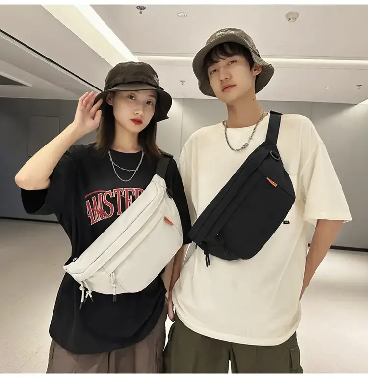 Men White Crossbody Bag 2023 Large Capacity Sports Riding Waist Bag — feature 13