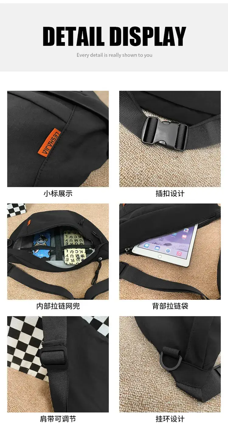 Men White Crossbody Bag 2023 Large Capacity Sports Riding Waist Bag — feature 35
