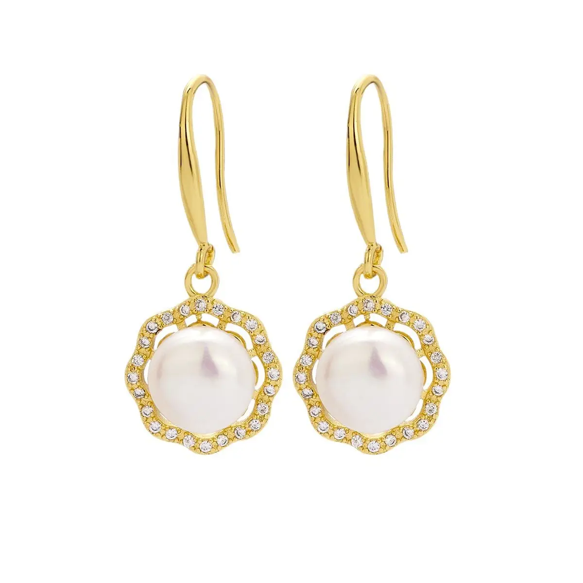 French Retro Pearl Earrings Light Luxury Hollow Flower Hook - Image 5