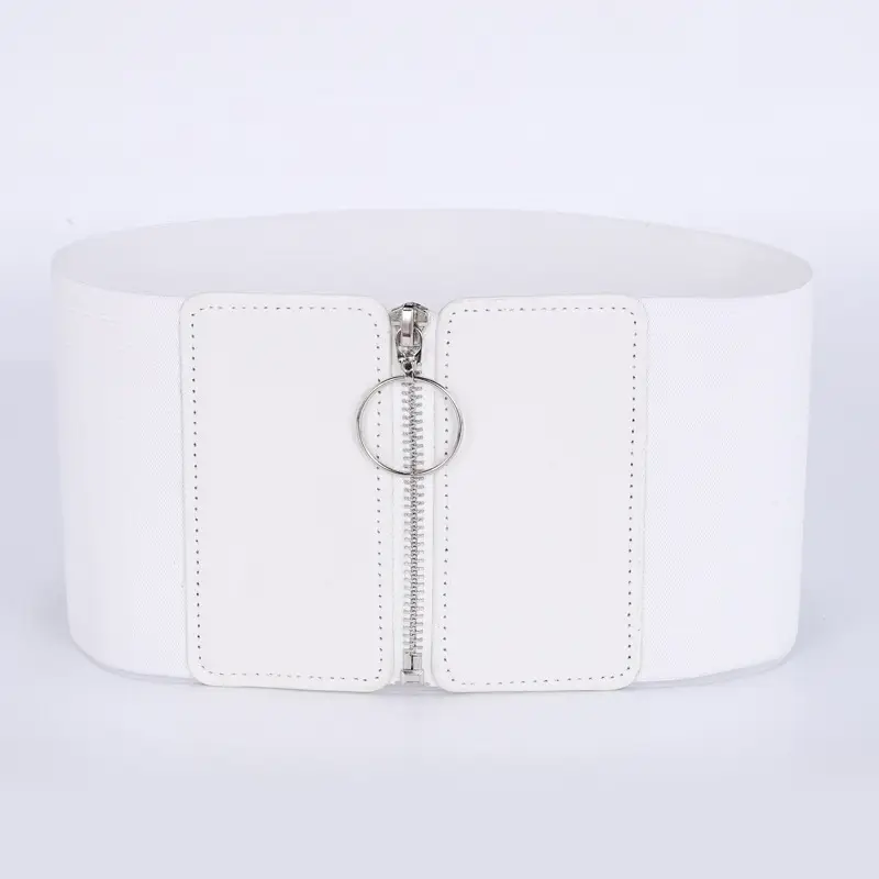 Women's Brown Zipper Waist Belt with Ring Closure - Image 6