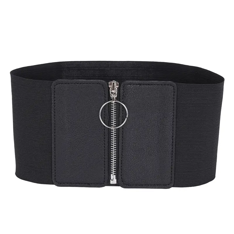 Women's Brown Zipper Waist Belt with Ring Closure - Image 9