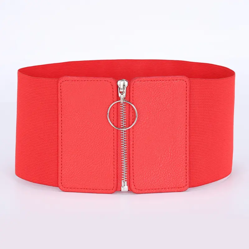 Women's Brown Zipper Waist Belt with Ring Closure - Image 3