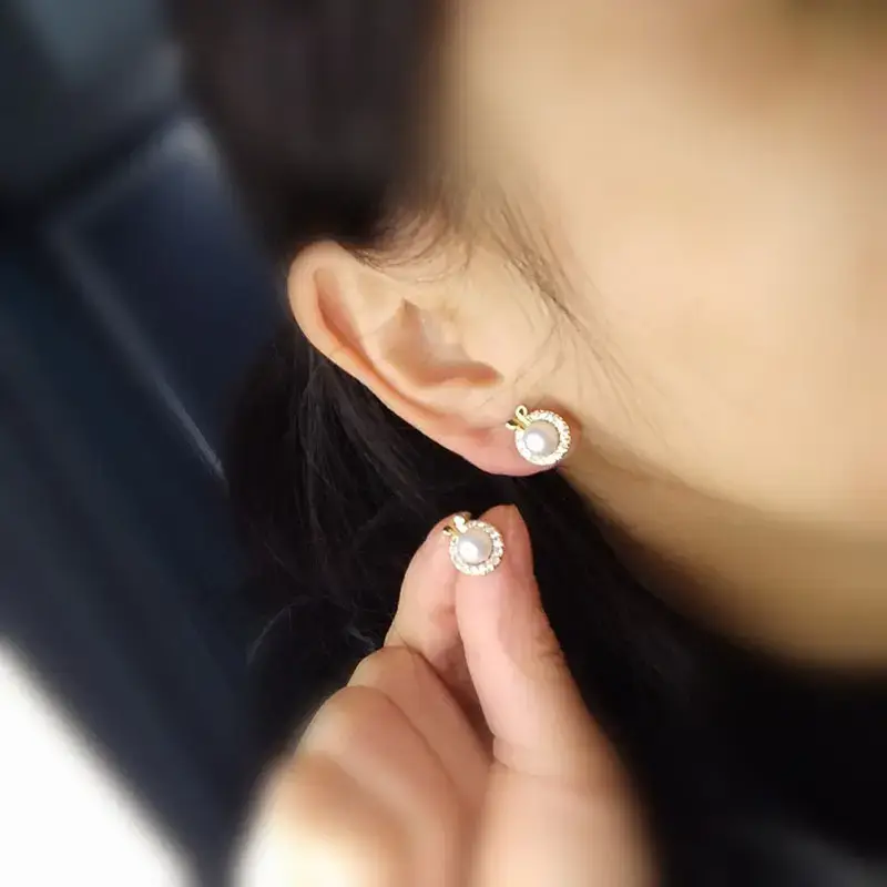 Korean Style Pearl Earrings with Butterfly Zircon Set - Image 8