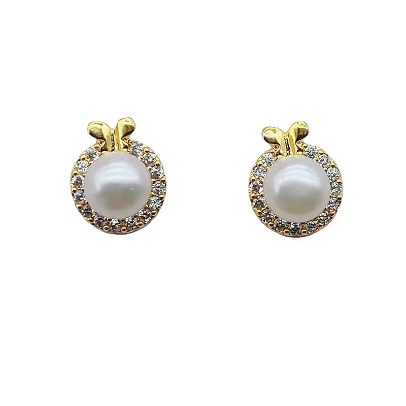 Korean Style Pearl Earrings with Butterfly Zircon Set - Image 9