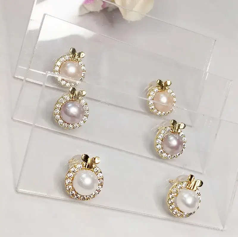 Korean Style Pearl Earrings with Butterfly Zircon Set — feature 12