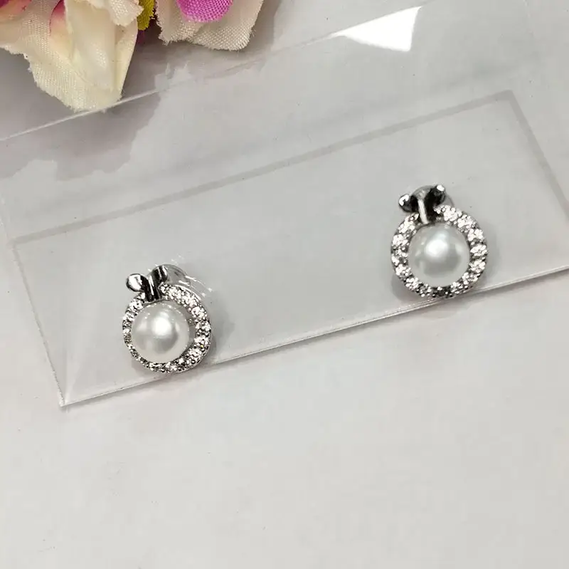 Korean Style Pearl Earrings with Butterfly Zircon Set - Image 4