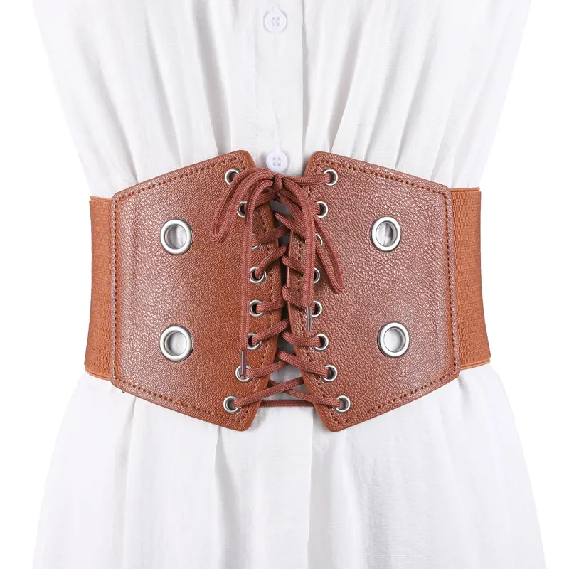 Women's White Lace-Up Waist Belt with Grommet Design - Image 5