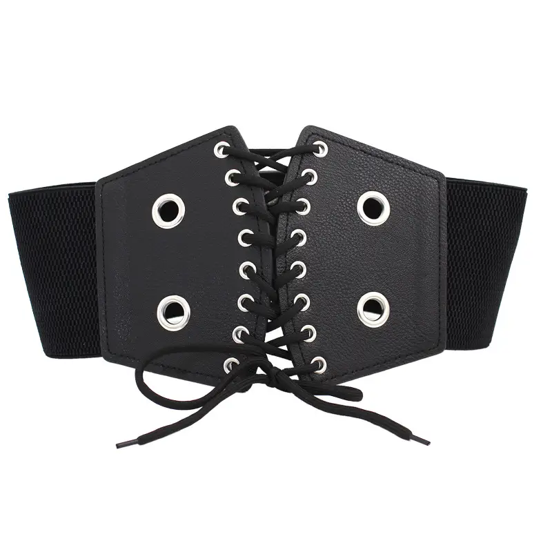Women's White Lace-Up Waist Belt with Grommet Design - Image 8