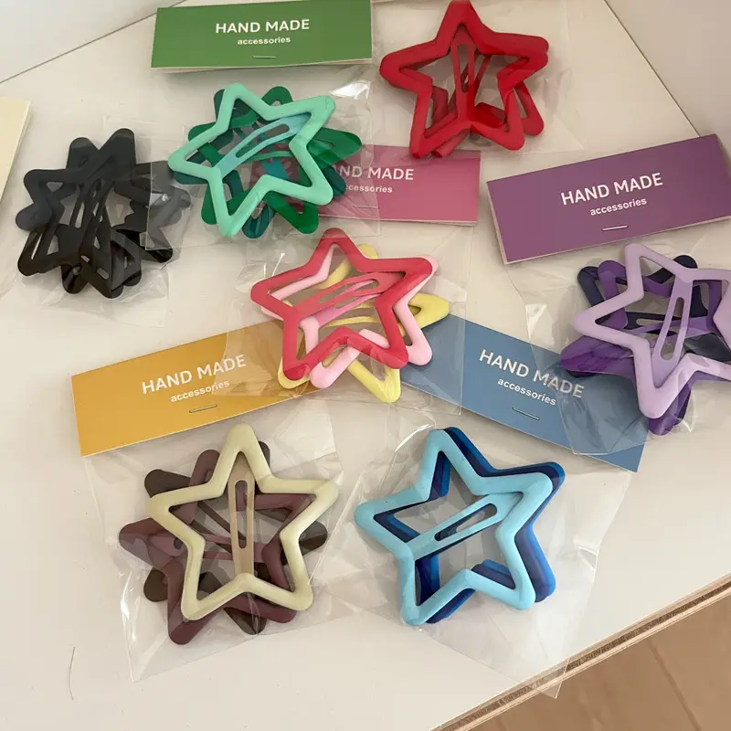 Star Hair Clips for Girls - 3 Packs of Colorful Clips