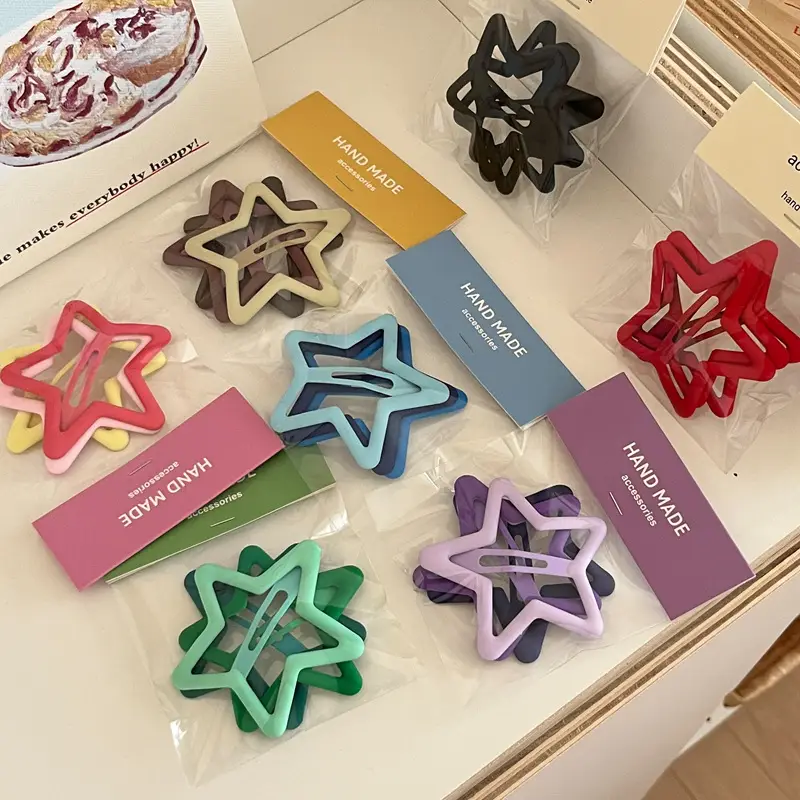 Star Hair Clips for Girls - 3 Packs of Colorful Clips