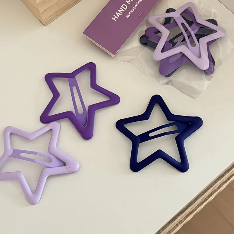 Star Hair Clips for Girls - 3 Packs of Colorful Clips