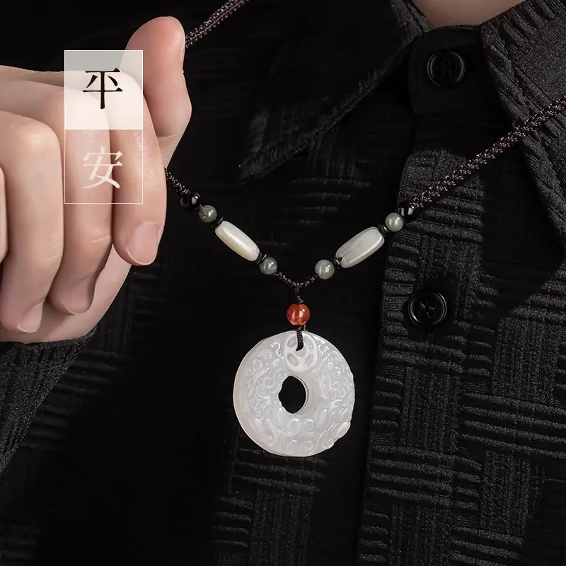 Afghan Jade Ping An Buckle Necklace for Men Women - Image 6