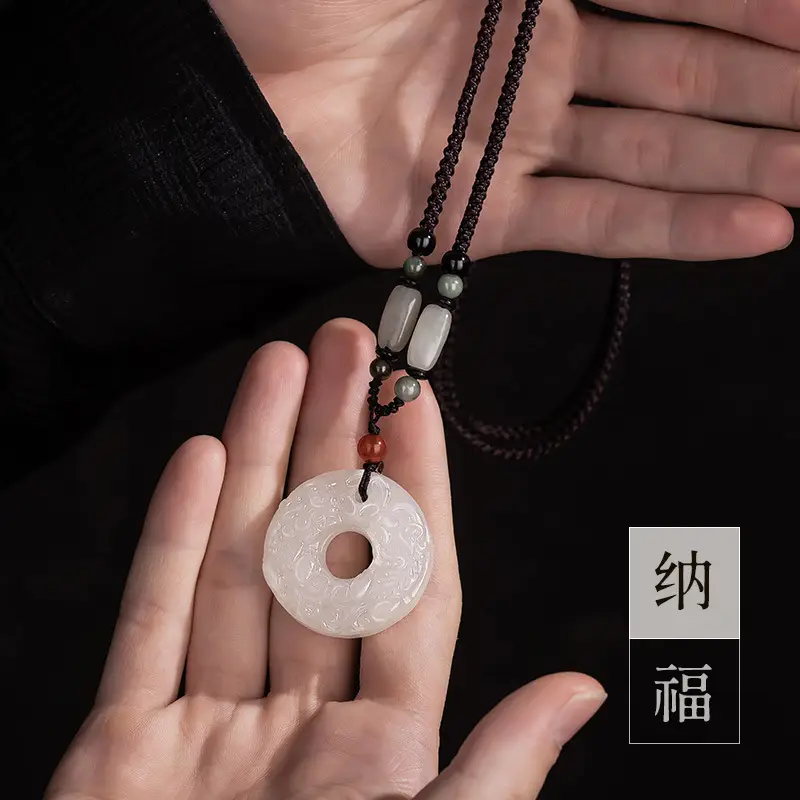 Afghan Jade Ping An Buckle Necklace for Men Women - Image 7