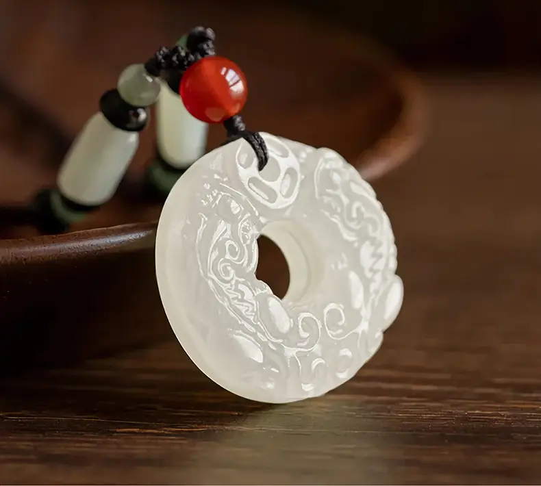 Afghan Jade Ping An Buckle Necklace for Men Women — feature 4