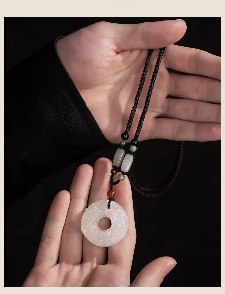 Afghan Jade Ping An Buckle Necklace for Men Women — feature 5