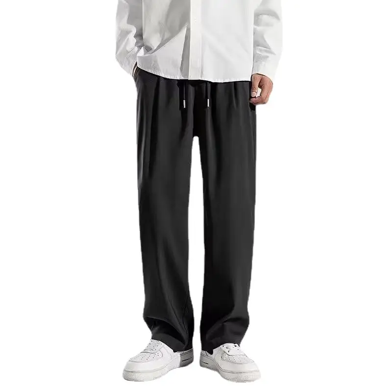 Men's Grey Stretch Drapes Straight Pants Summer Wear - Image 8