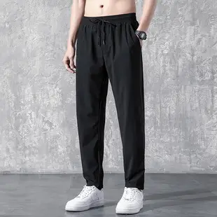 Men's Grey Stretch Drapes Straight Pants Summer Wear — feature 4
