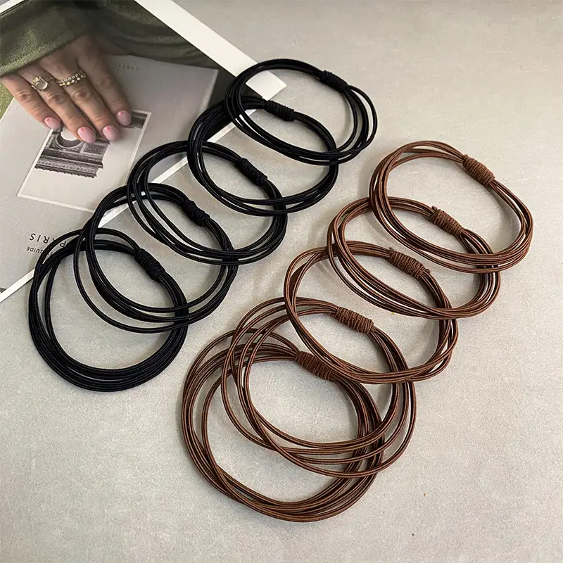 Women's Rubber Hair Rope with Leather Cover - Image 8