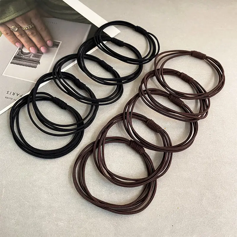 Women's Rubber Hair Rope with Leather Cover - Image 9