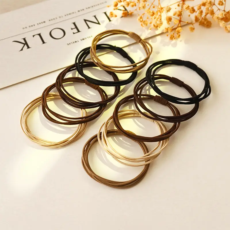 Women's Rubber Hair Rope with Leather Cover - Image 5