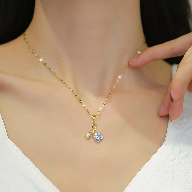 Titanium Rose Zircon Necklace for Women - Image 3