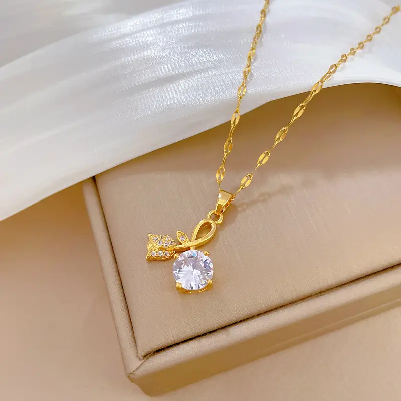 Titanium Rose Zircon Necklace for Women - Image 5
