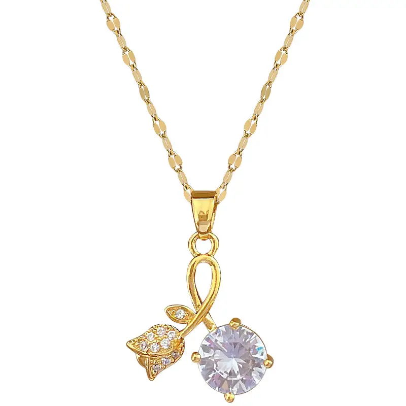 Titanium Rose Zircon Necklace for Women - Image 6