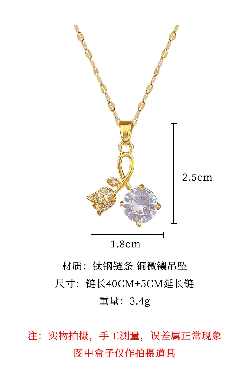 Titanium Rose Zircon Necklace for Women — feature 4